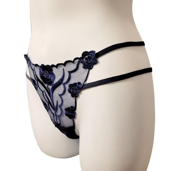 2/$20 Brand new navy blue rose panties underwear T-backs - Picture 1 of 4